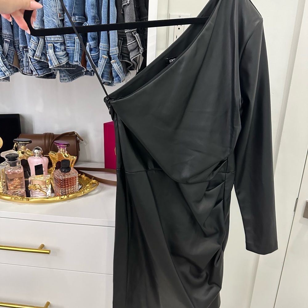 Express black leather dress size small